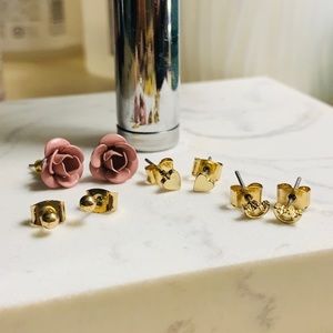 NWOT 4-Set Cute Earrings - Gold